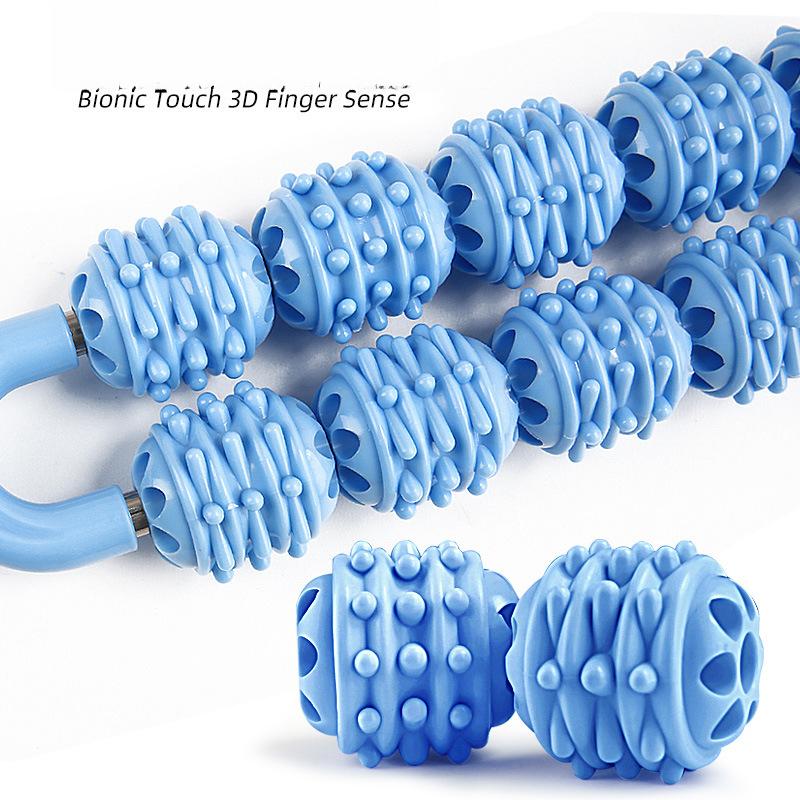 Yoga Double Row 10 Wheels Muscle Massage Stick Waist Shoulder Neck Relaxation Leg Shaping Roller Mace