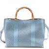 Bamboo Handle X Perforated Tote Bag 2613111016 Sax [Kuuko] 2-Way (376)