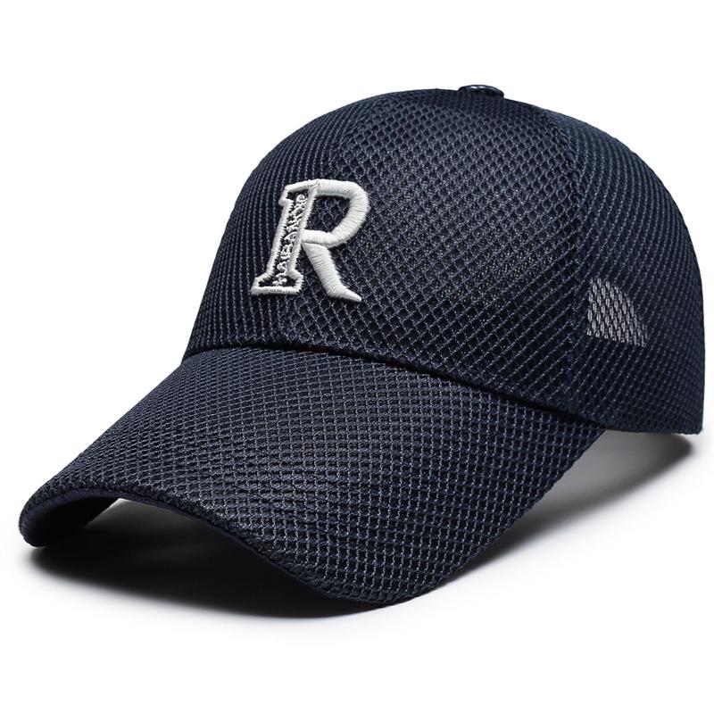 Letter Embroidered Breathable Baseball Cap Men s Summer Sunscreen Outdoor Cap темно-синий