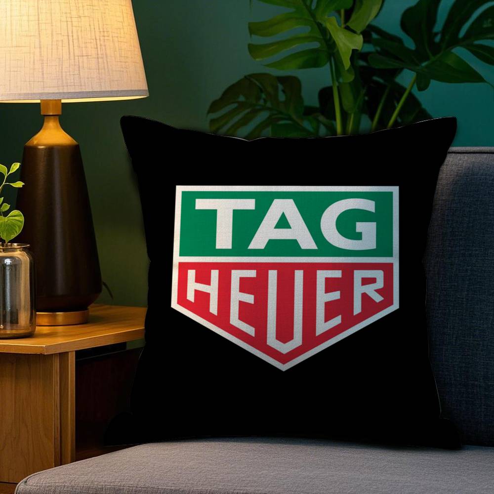 Watch Brand TTag Heuer Pillow Case Plush Fabric Soft Double Sided Print Sofa Cushion Cover Throw Pillow Covers