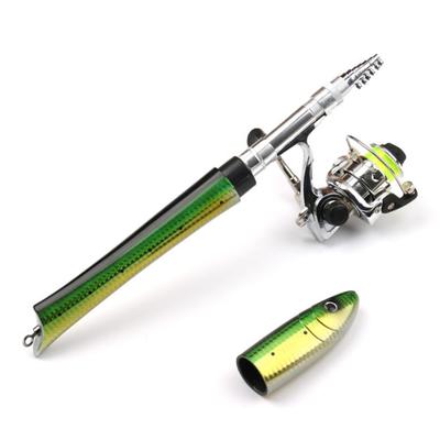 1m Mini Canne à Pêche Télescopique Portable en Forme de Poisson Kits Moulinet Spinning Casting
