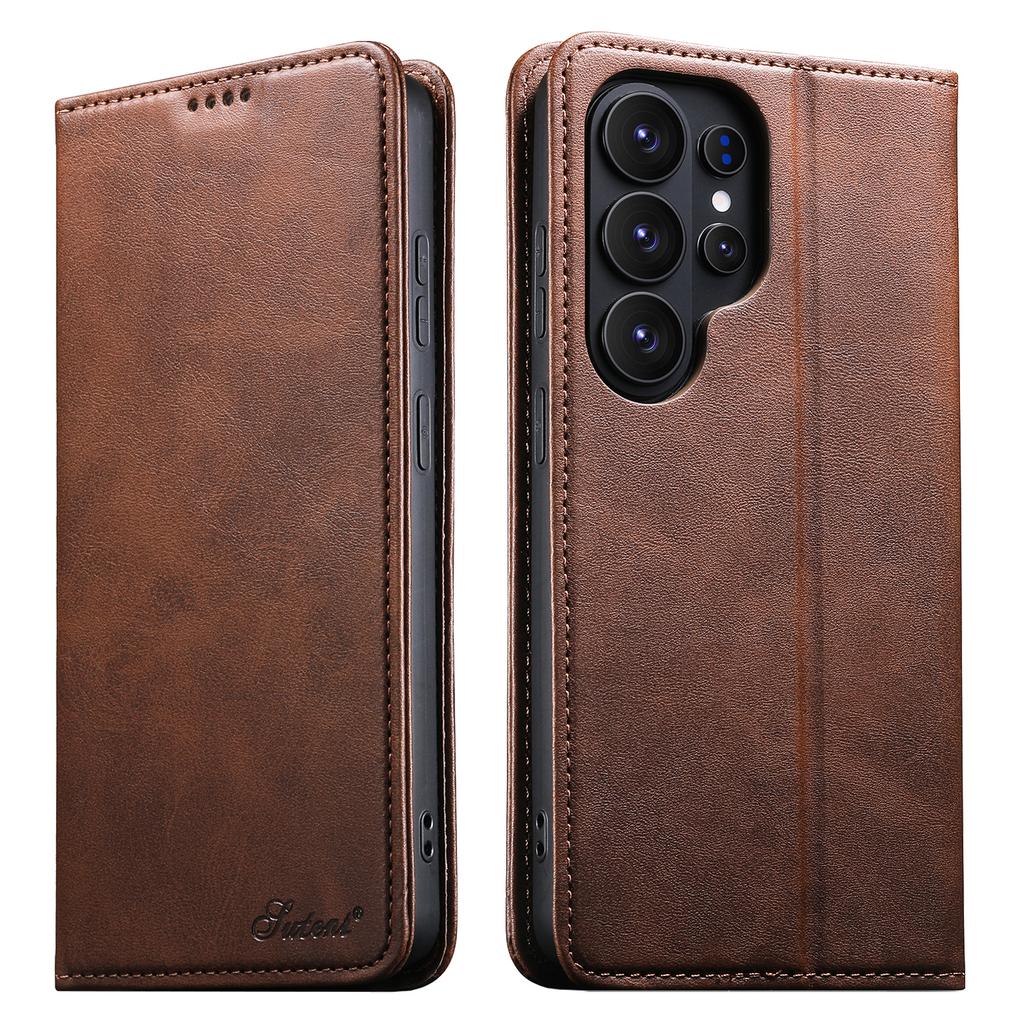 Business Magnetické Kožené Pouzdro na Telefon s Přihrádkami na Karty pro Samsung S26 Ultra S25 Plus S24 S23 S22 Taška Flip Book Kryt s Opěrkou