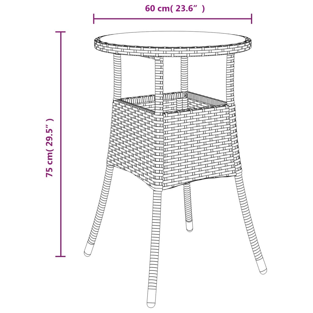 Vidaxl 3-Cz. Garden Bistro Furniture Set With Cushions, Black
