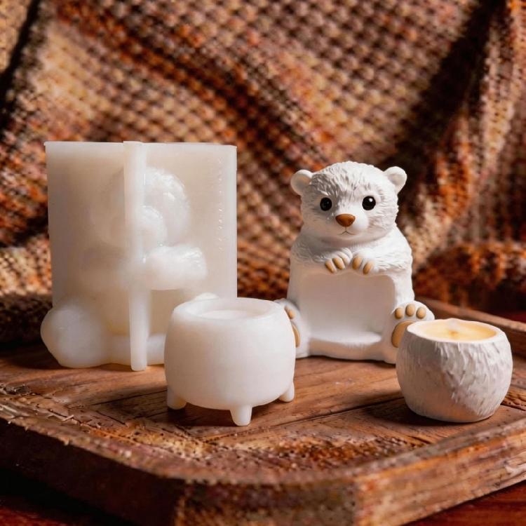 Bear Figure Silicone Candle Molds For Resin Casting Making Candle Container Soap Decorative Flowerpot Gypsum Decoration