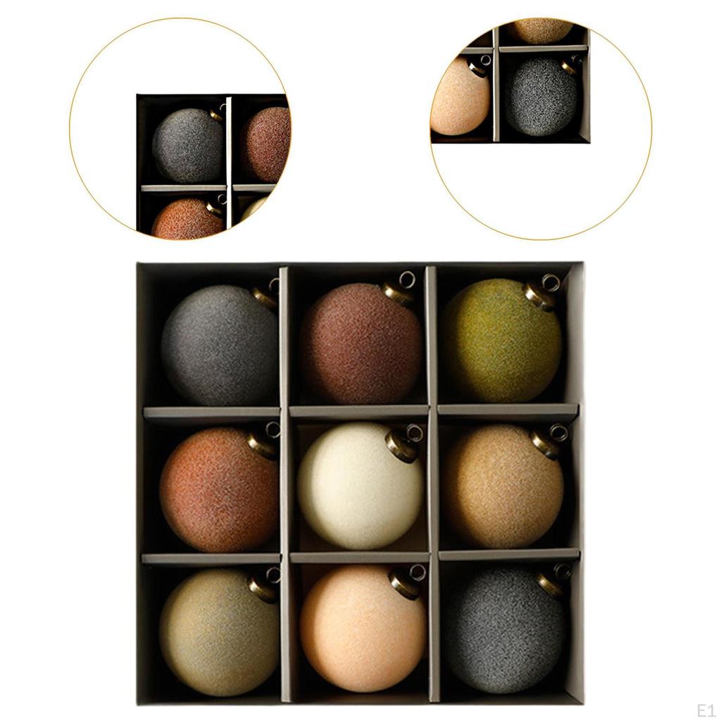 9 Piece Set of Christmas Tree Ornaments for Holiday Decor