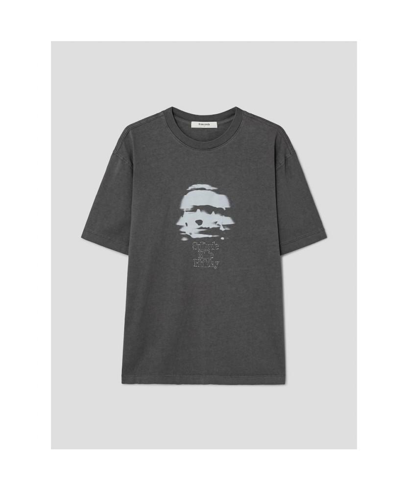 8SECONDS Casual Cotton Human Graphic Short Sleeve Tee Ash