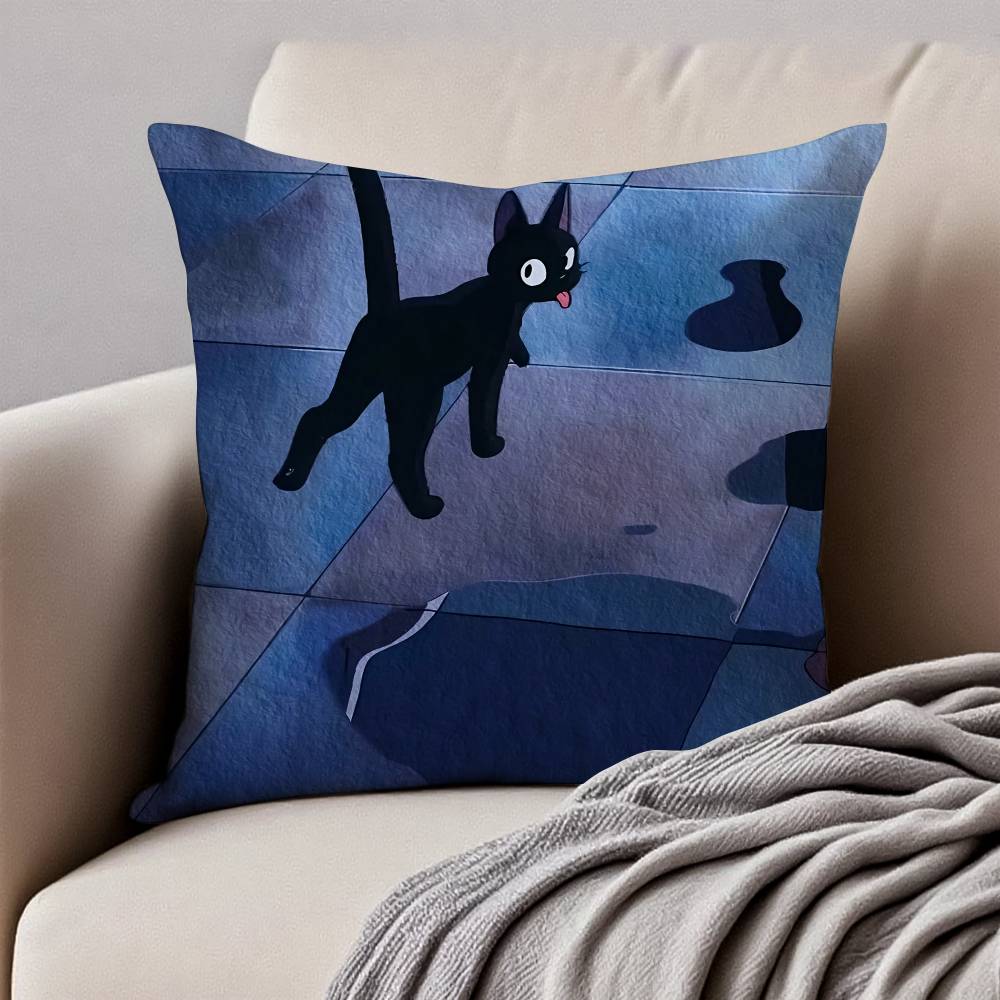 Cute Cat J-Jiji Pillow Case Anti-dustmite Pillowcase Invisible Zipper Silky Short Plush Sofa Cushion Cover