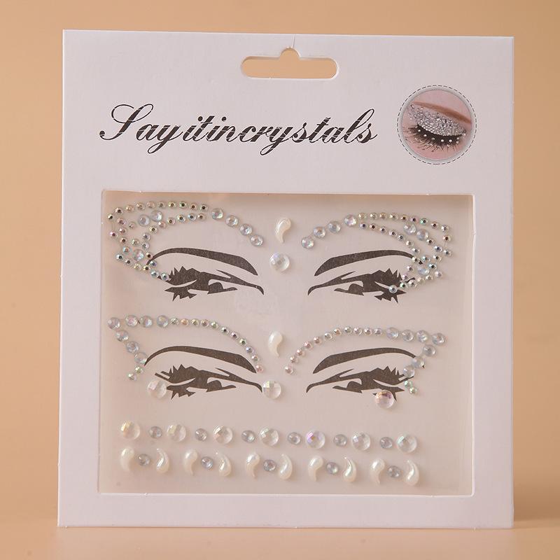 Crystal Tattoo Sticker Glitter Eyeliner Eyebrow Makeup Face Eyes Diamond Temporary Tattoo Rock Rhinestone 3D Eyeliner Stickers