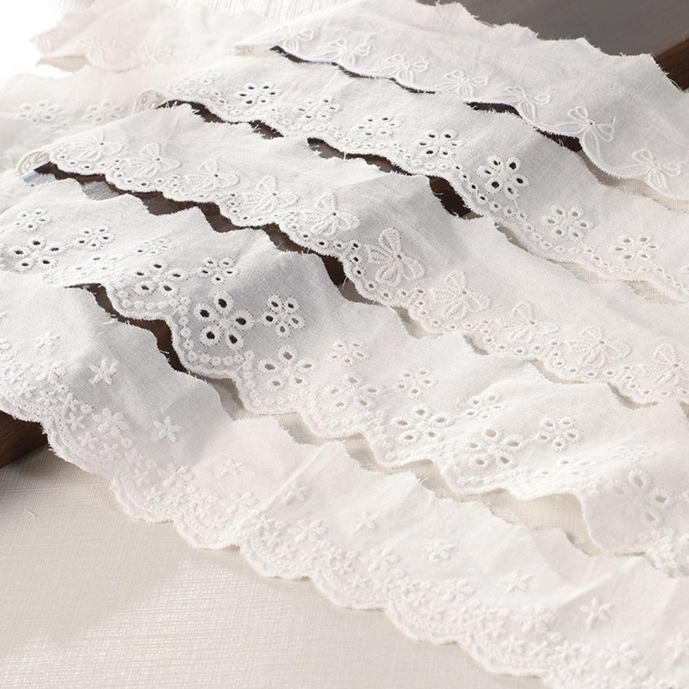 Decorative Trim White Ivory Cotton Lace Trim 16 Yards Embroidery Floral Embroidery Ruffle Sewing Trim