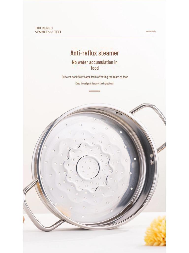 Thickened Stainless Steel Multifunctional Soup Pot for Induction Cookers - Large Capacity