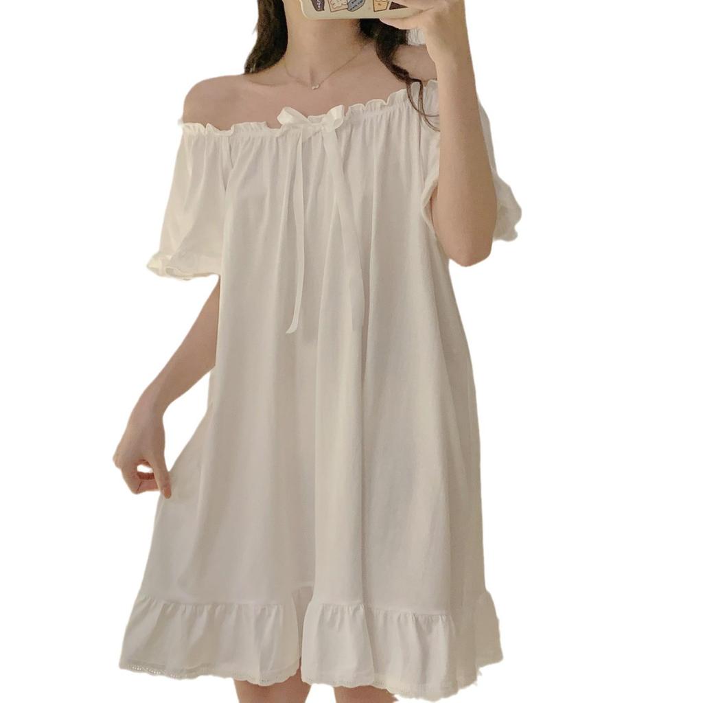Girls' Short-Sleeve Princess Nightdress: Cute, Breathable, Summer Pajamas with Bowknot