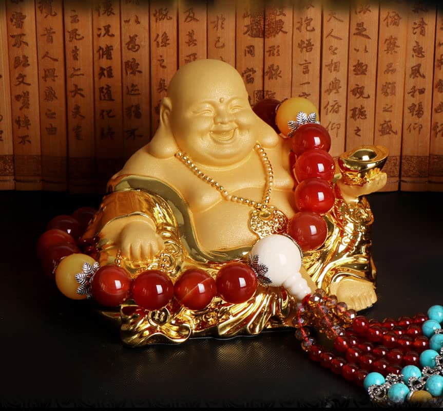Buddha One of the Seven Lucky Gold Protects Against Brings Good Feng Shui Entryway Auspicious New Car Ornament Statue, Hotei, Gods, Figurine, Evil,