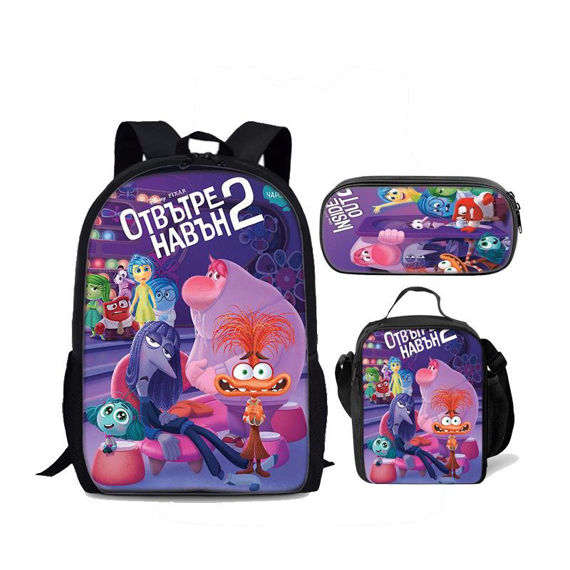 Insideout Student 17-Inch School Bag Ice Pack Three-Piece Mind Team Backpack Set
