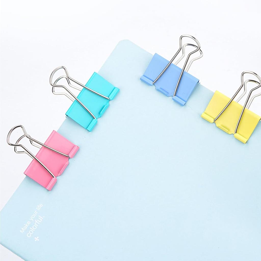 24pcs 32mm Office Stationery Color Long Tail Clip Metal Stainless Steel Document Multi-functional Color Long Tail Ticket Clip