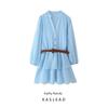Kaslead New Women Clothes Western Style Fashion With Belt Laminated Decoration Dress 3897083 403