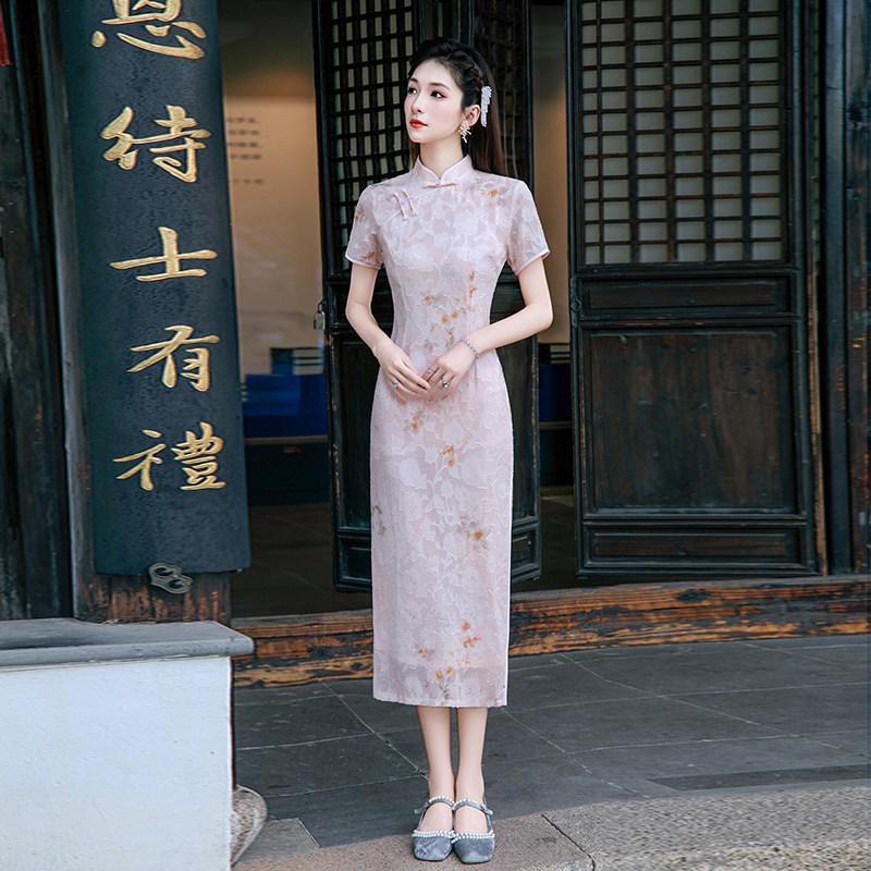 Estilo nacional verde, novo cheongsam longo estilo chinês Suzhou, melhorado jovem 1011 novo senso de alta qualidade feminino, uso diário
