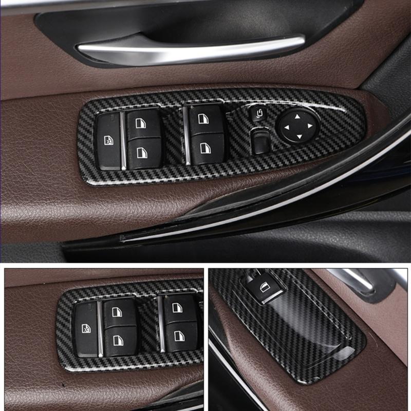 ABS Carbon Fiber Finish Window Switch Panel Cover Trim Suitable for 3GT F20 F30 F31 F32 F34 F36 Car Interior Enhancement