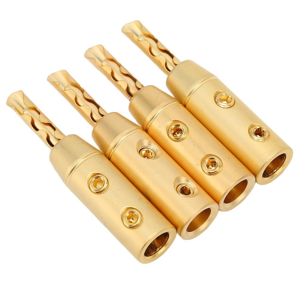 4PCS Gold Plated BFA Banana Plug Double Screw Open Screw Banana Plugs For Sound Systems