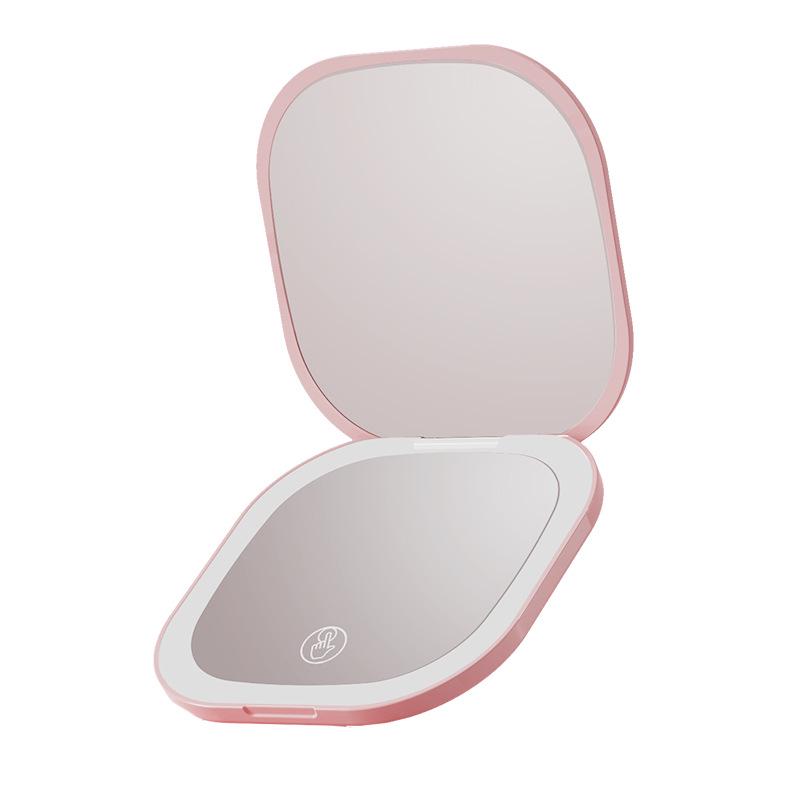 Portable Double-Sided LED Makeup Mirror with USB Charging and Custom Logo