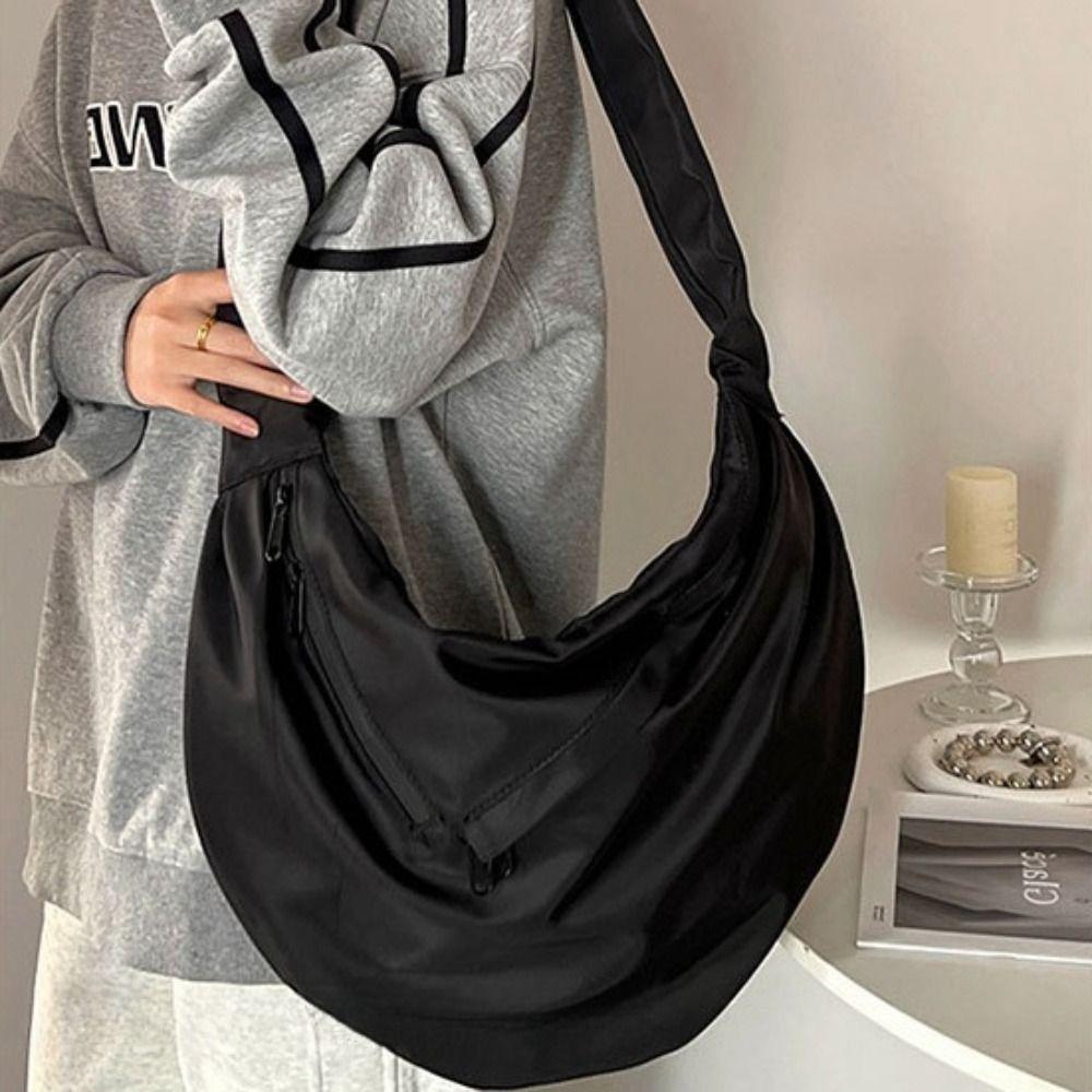 

Simple Dumpling Bag Black Shoulder Bag Solid Color Crossbody Bag Man Female чорний