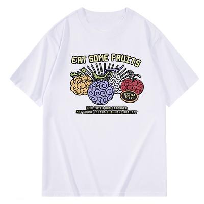 Summer New Anime One Piece Nika Fruit Graphic T Shirts Mens Clothing Y2k Cotton Loose Casual Women Short Sleeved Tee Couple Top