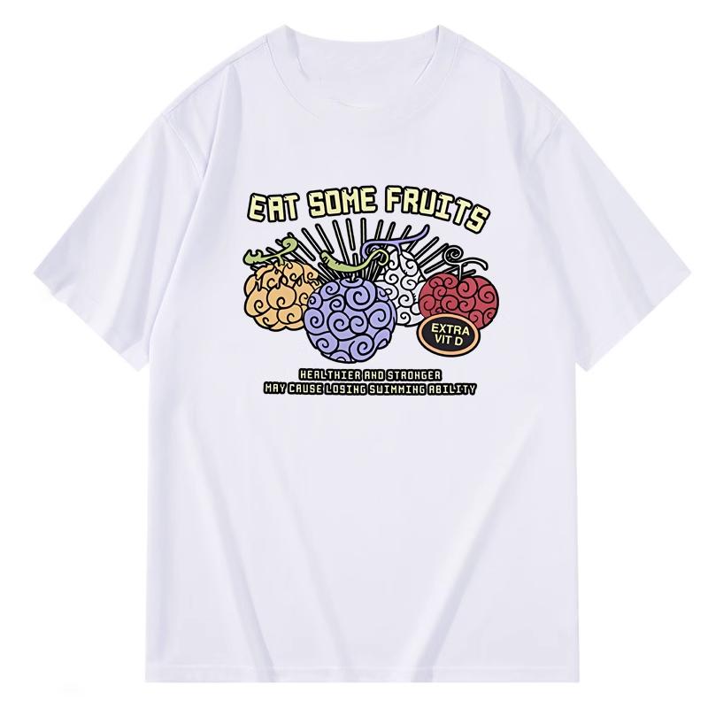 Bandai One Piece New Demon Fruit Pattern T-Shirt Men's Cotton Loose Casual Women's Short Sleeve T-Shirt Loose Plus Size Top