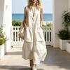 Abito da Donna Caldo a Vestibilità Larga Senza Maniche in Cotone e Lino Monocolore Stile Retro Estivo Tessuto Morbido e Confortevole per Feste in Spiaggia Abbigliamento da Ufficio