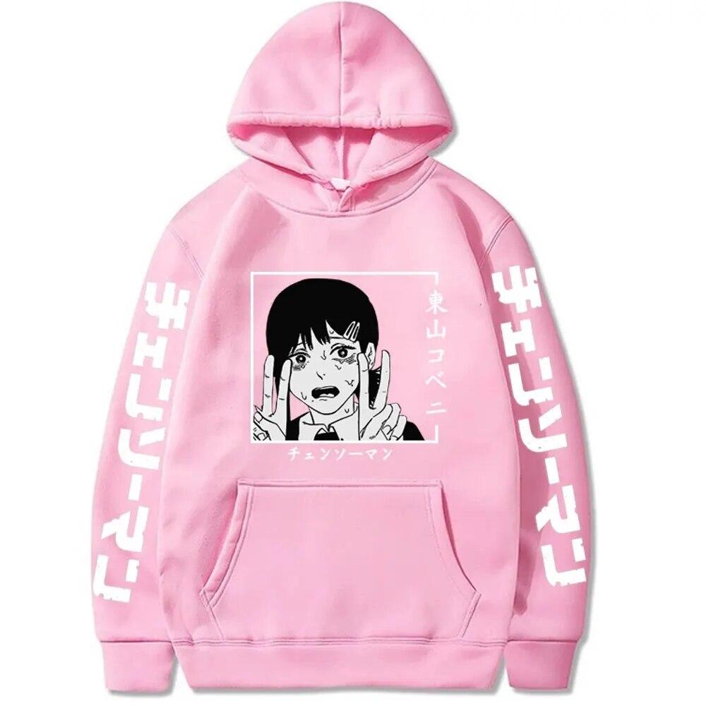 Harajuku Anime Chainsaw Man Hooded Higashiyama Kobeni Printed Men Women Hoodies Aesthetic Trendy Streetwear Classic Pullover Unisex Sweatshirt