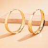 Grooved Smooth Circle Metal Earrings for Women, European and American Style, 2026 Spring Trendy Stylish Internet Celebrity Street Style Accessories