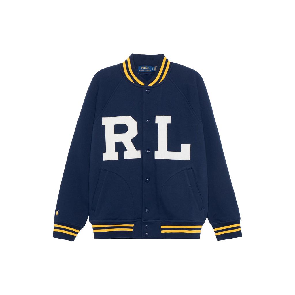 Polo Ralph Lauren Letter Embroidery Striped Trim Single-Breasted Jacket Men Jackets Dark-Blue 710878501-001
