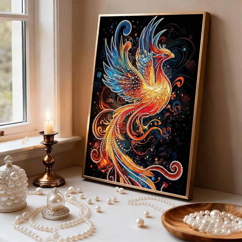 DIY Pearl Painting Set Phoenix Pattern Home Decoration Handmade Sticky Diamond Creative Canvas Pearl Art Painting Crafts Perfect Gift