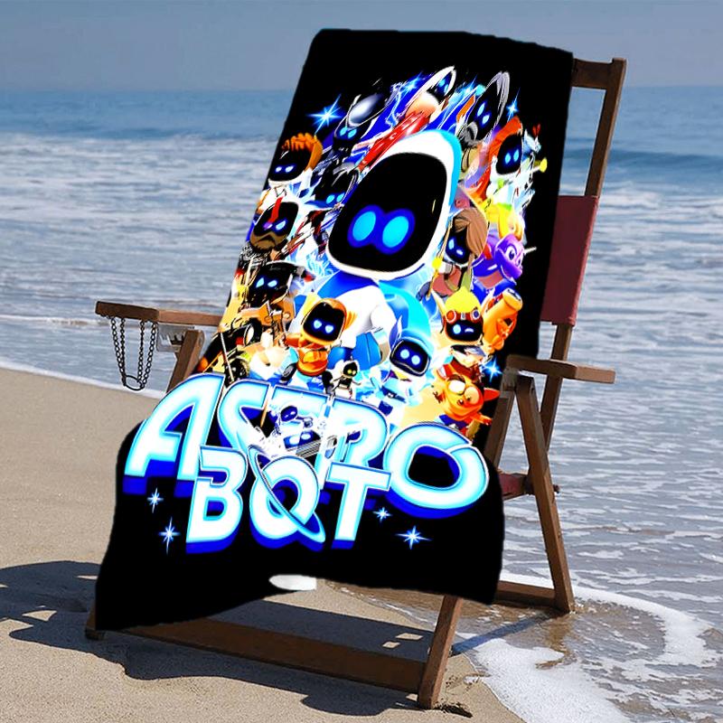 proof beach towel with a Astro Bot4 pattern - soft,absorbent,quick-drying,machine washable - perfect for swimming,camping,bathing