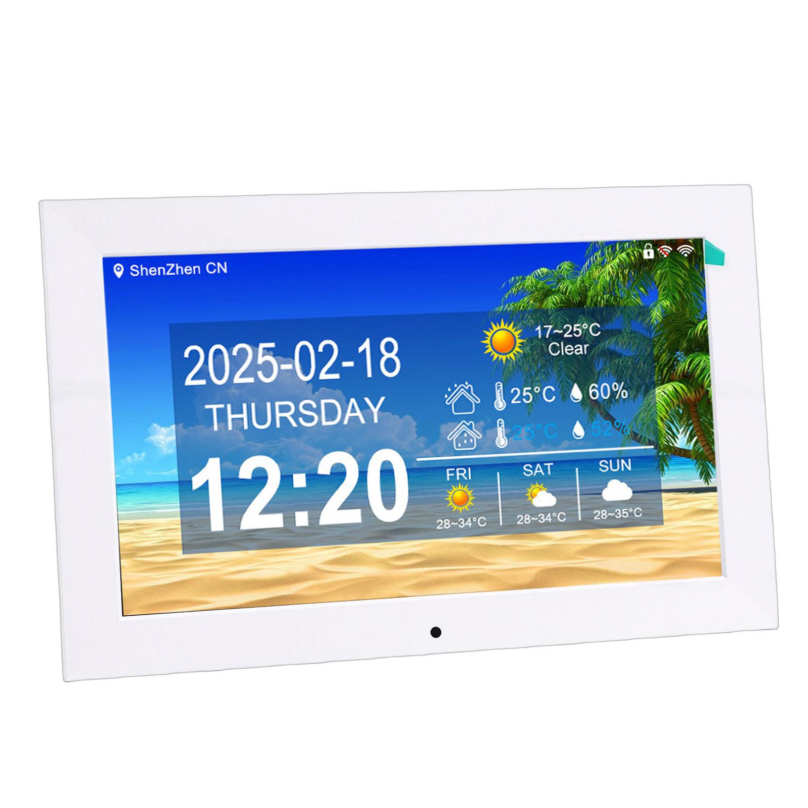 

10 Inch Smart Digital WiFi Clock Real Time Weather Temperature Humidity Display Digital Clock with Reminders Photo EU Plug