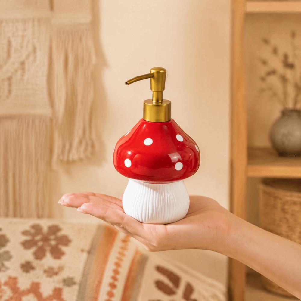 Large Capacity Ceramic Soap Dispenser Decorative Lemon Mushroom Pump Bottle  Countertop