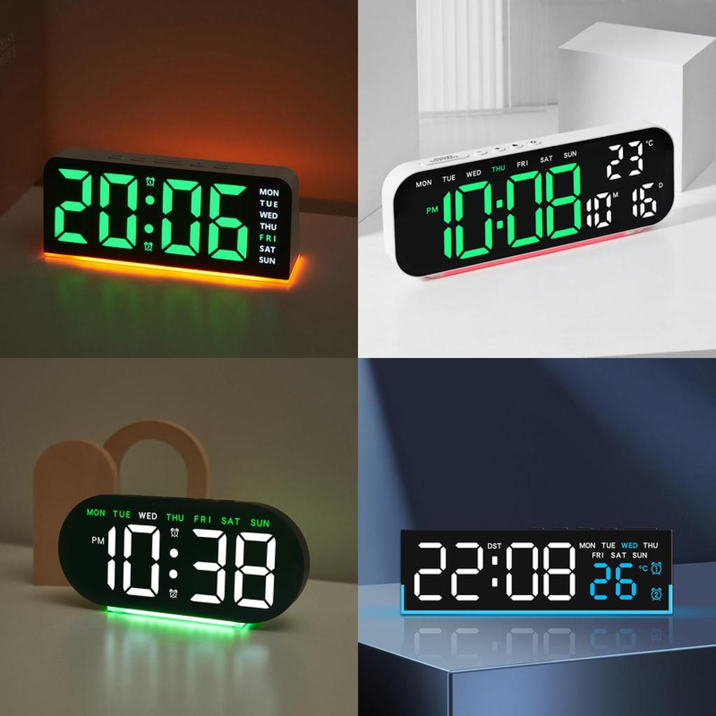 Modern Digital Alarm Clock With Led Display Night Light Weekday And Timer Functionality