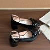 Single shoes high heels bow lace single shoes women's summer sweet platform leather shoes Lolita thick heel Mary Jane shoes