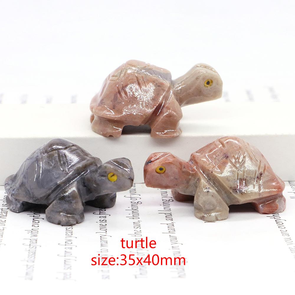 Mini Animals Frog Figurine Ornament Natural Shoushan Stone Carving Healing Crystal Fish Dinosaur Statue Room Desk Crafts Decor