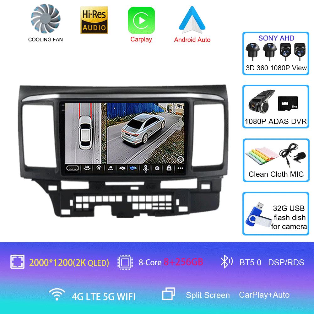 9Inch Android 14 For MITSUBISHI LANCER  10 X 2008 2009 2010 2011 - 2016 Car Radio Stereo Audio GPS Player Carplay Auto Screen