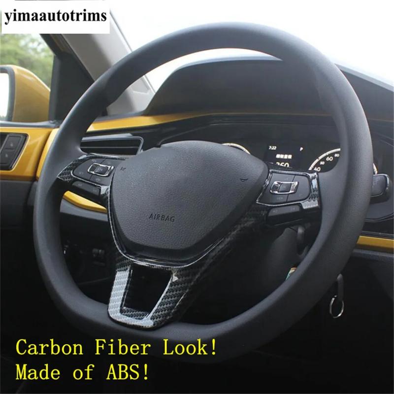 Steering Wheel Frame Decoration Cover Trim For Volkswagen T-Roc T Roc 2018 - 2025 Carbon Fiber / Matte ABS Accessories Interior