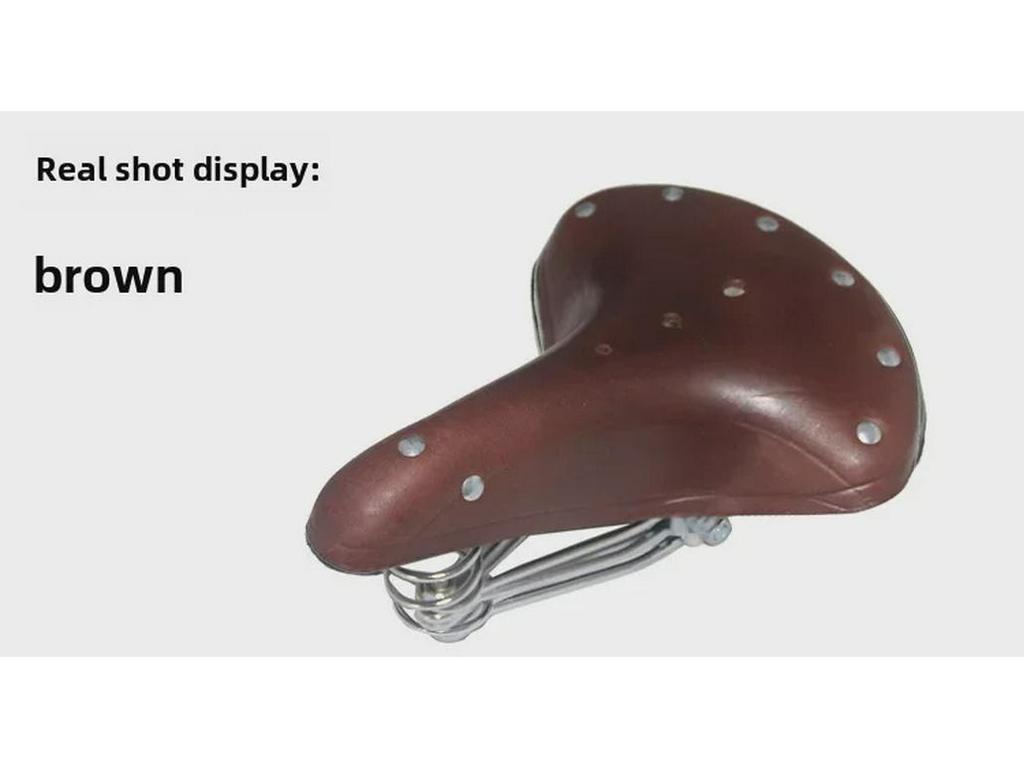 Retro Cowhide Leather Bicycle Seat: Comfortable Mountain Bike Saddle