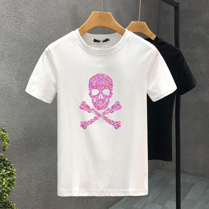 High Quality Style Luxury Brand Cotton Bone Print Couple Tees Summer Harajuku Men/Women Short Sleeve T-shirt Asian Size S-5XL