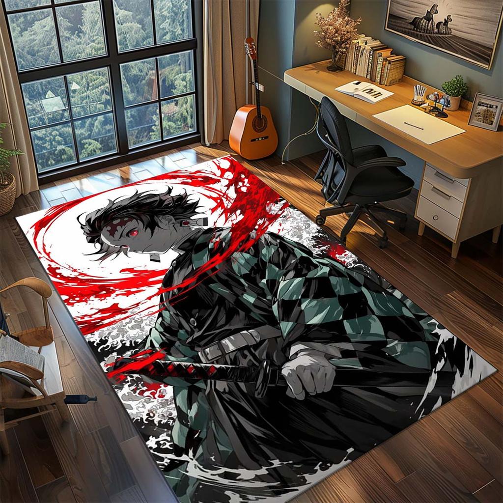 Demon Slayer Anime Teppich Großer Teppich Rutschfeste Waschbare Fußmatte Gamer Zimmer Schlafzimmer Heimdekoration -QJY