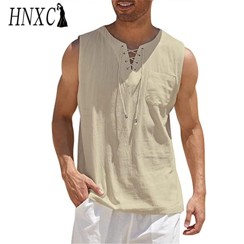 HNXC Baumwolle Ärmelloses T-Shirt Herrenmode Lockeres Hemd Bedrucktes Mitfühlendes Hemd