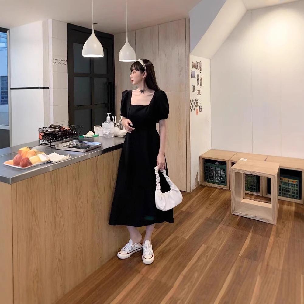 

2025 Hepburn Slimming French Retro Little Black Dress - Korean Style Petite Fit M чорний