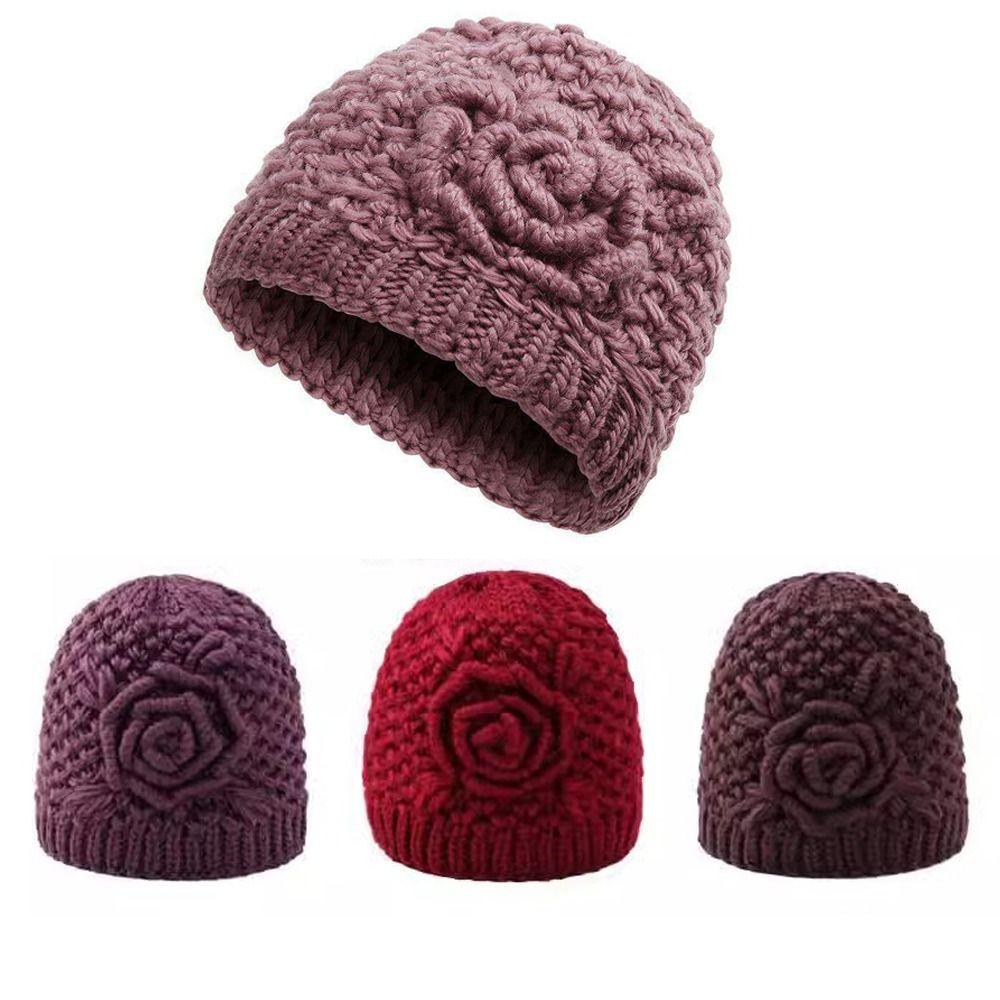 Windproof Beanie Cap Thickned Pullover Hats Fashion Knitted Hat for Women