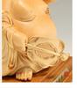 Wooden Buddha Hotei carved cypress wood 15cm x width good luck charm statue, figurine, high-quality (height 11cm),