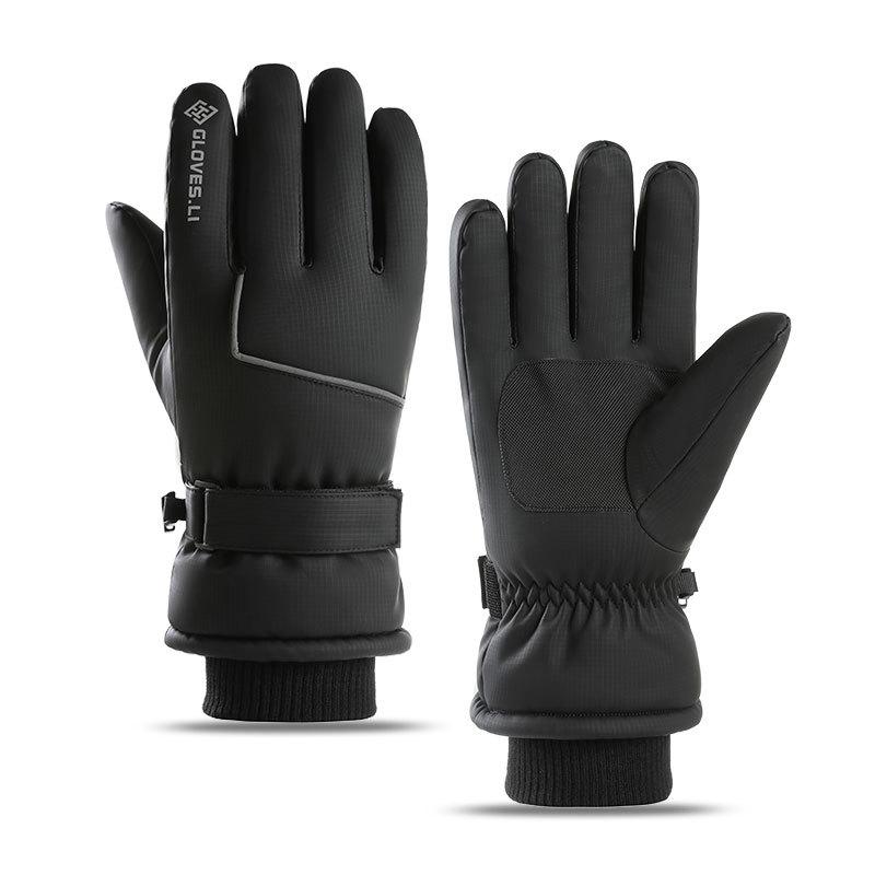 

Men s fleece thickened touch screen waterproof outdoor riding skiing sports windproof reflective full finger L