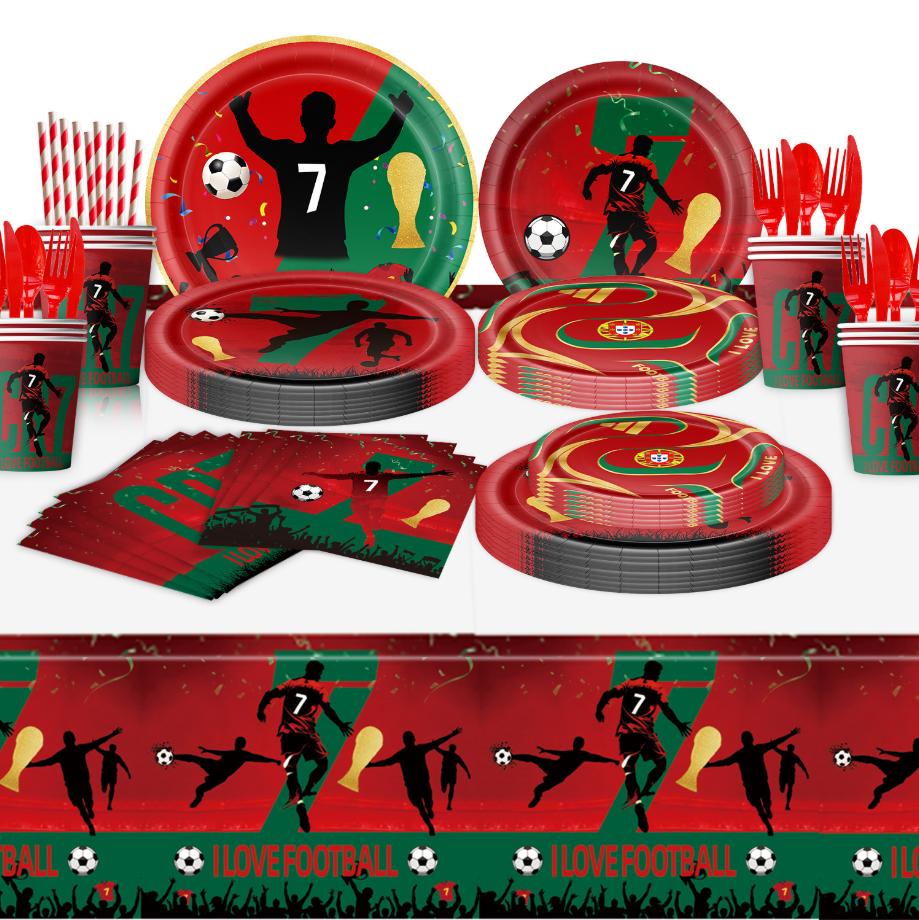 Spanish Football Player Theme Party Decoratiaons Soccer Star Balloon Set Boy Birthday Party Supplies Cr&7 Backdrop Banner Props