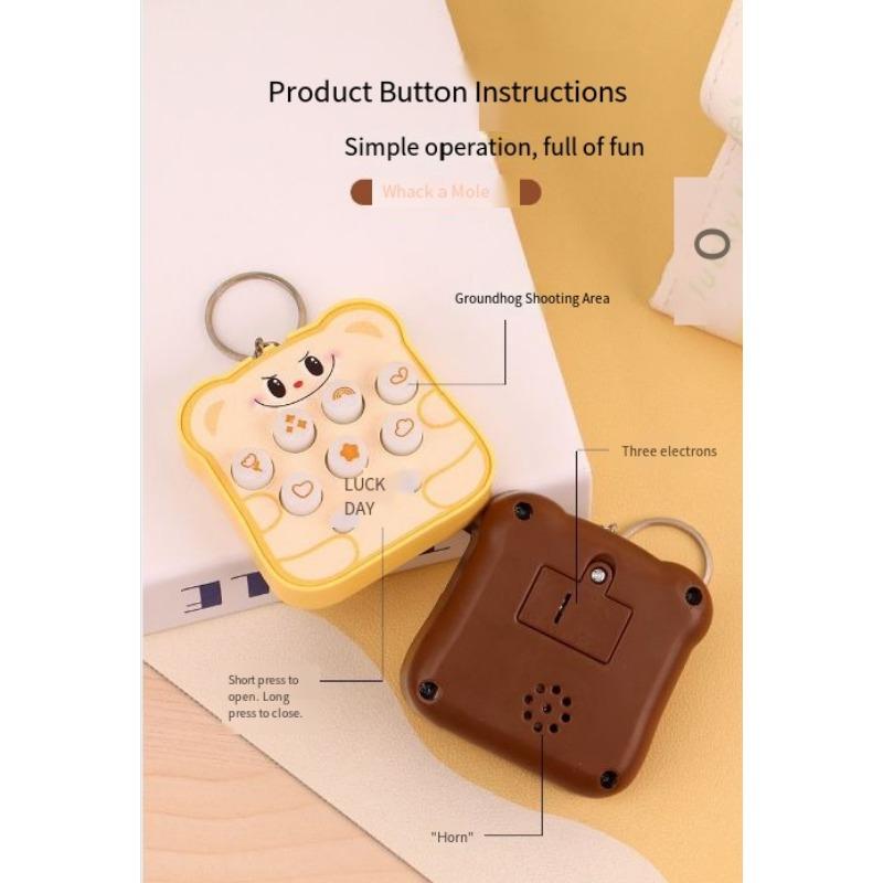 1PC handheld palm cartoon bread whack-a-mole game console electronic luminous toy small pendant keychain