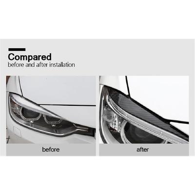 One Pair Black Carbon Fiber Headlights Eyebrow Eyelid Sticker For Bmw 3 Series